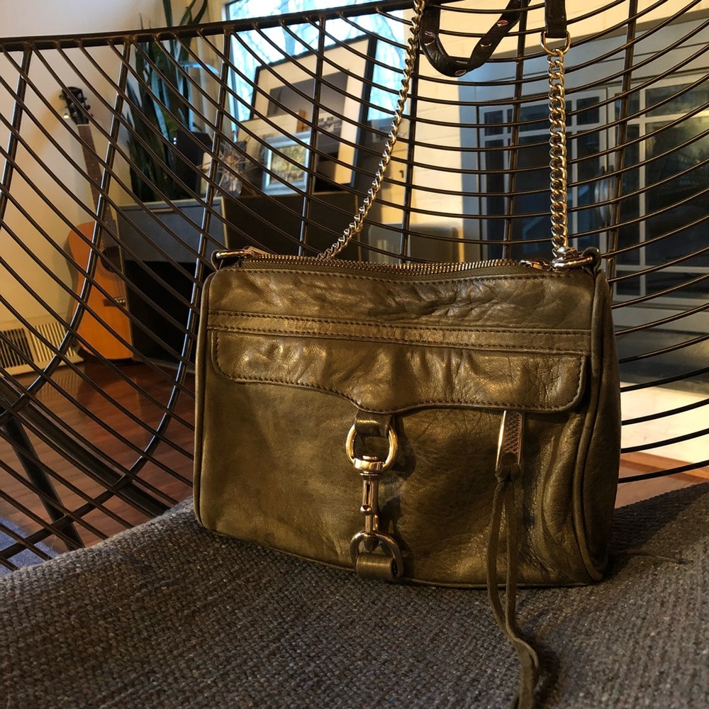 olive Rebecca Minkoff distressed leather bag purse